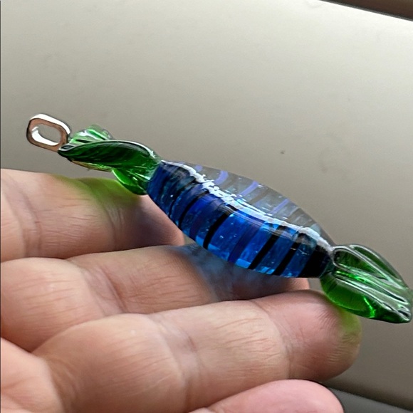 🖤Venetian Murano glass Candy 🍬 Pendant - green clear blue - Picture 6 of 12